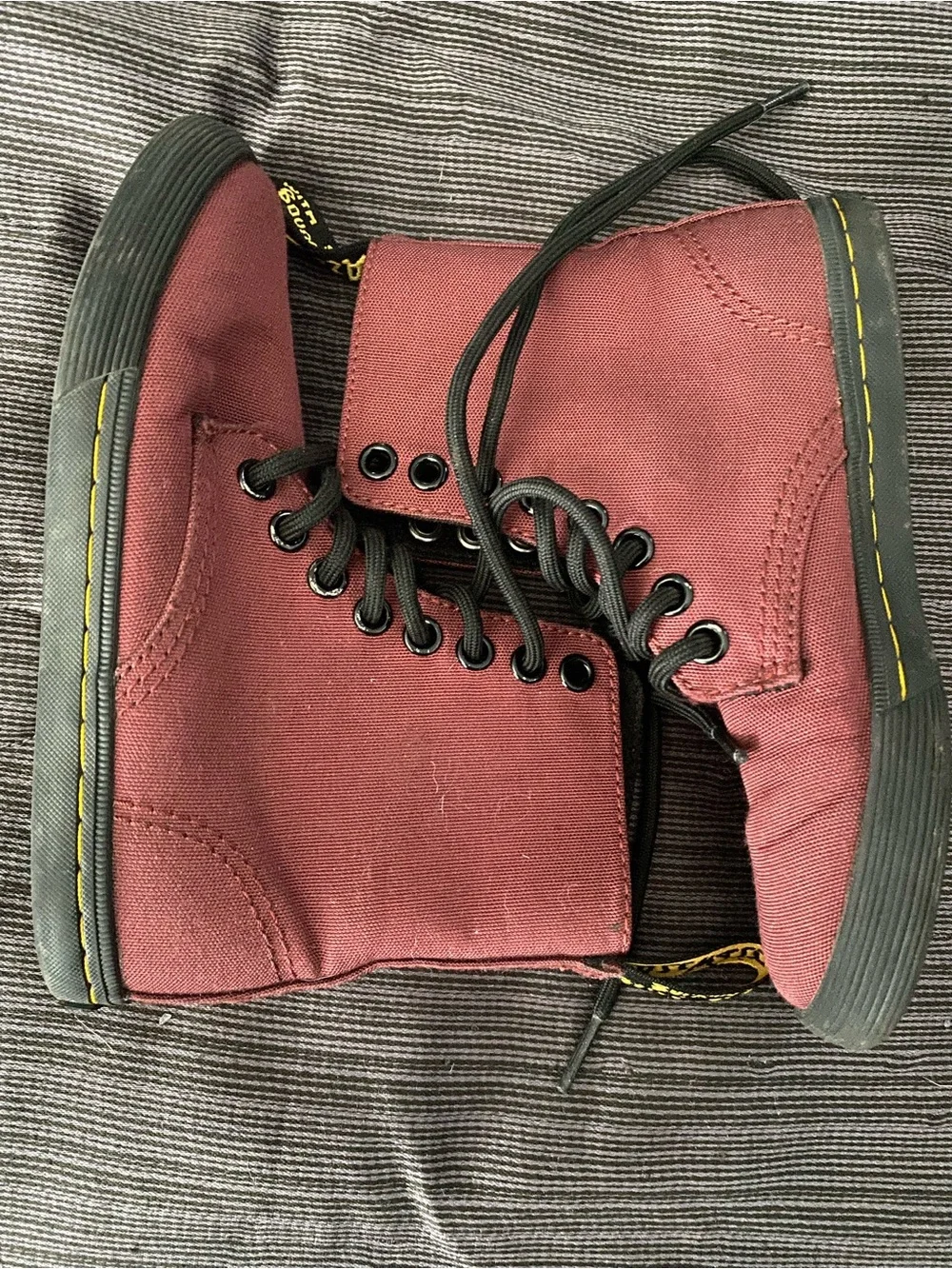 Dr. Marten Burgundy Canvas Lace-Up Boots